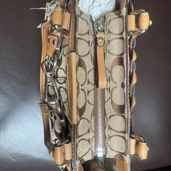 Coach Tan and Brown Signature Satchel - Picture 5 of 8